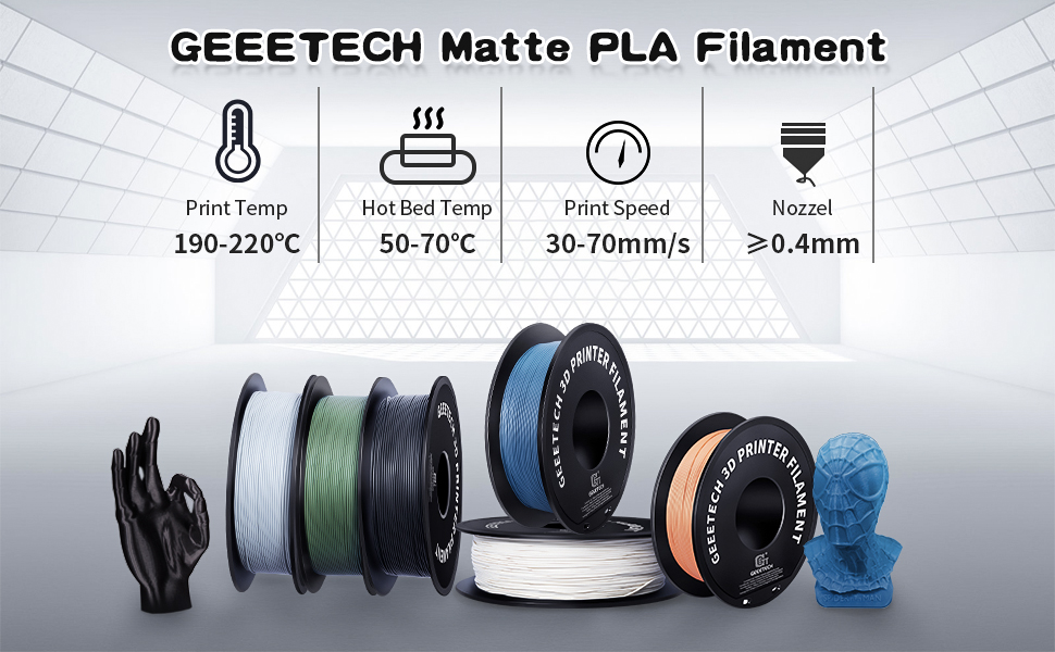 Geeetech Matte Olive Green PLA Filament 1.75mm 1kg/roll description